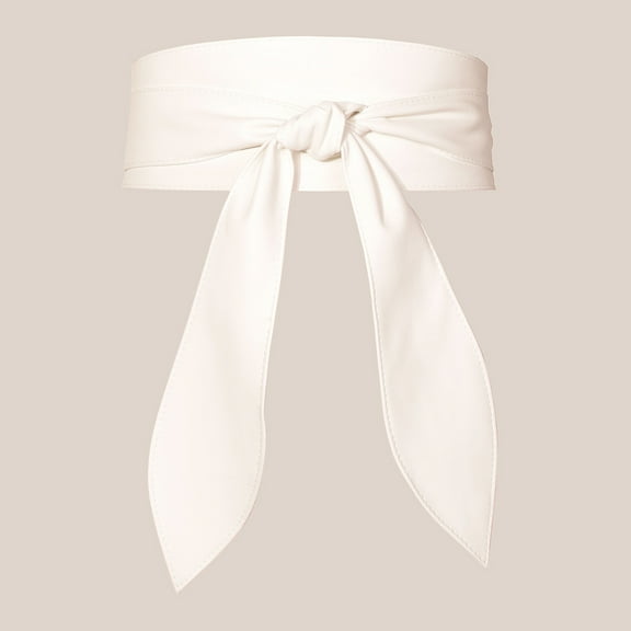 ERDOUY Large size Women Belt Fashion Wrap Around Wide Waistband Knotted Belt for Dress (White)