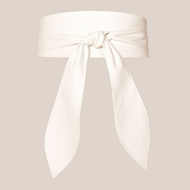 Nvzi Cinturón de mujer de moda envolvente con cintura ancha y nudo para vestido (blanco)