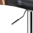 thumbnail image 6 of Black Adjustable Swivel Bar Stool - Modern Wood Back, Diamond Quilted Seat - 24-32.3" Height - Chrome Accents - Living Room, Kitchen, Bar Seating, 6 of 8