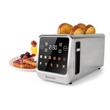 Inspirex Modern 4 Slice Toaster, Smart Toaster with Intuitive Touchscreen Interface, Stainless Steel