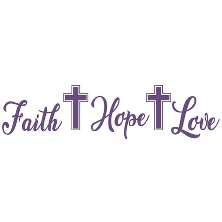 Faith Love Hope Beautiful Inspiration Quotation for Religious People Vinyl Wall Decal - Words of Encouragement Wallpaper Banner for Religion and God Loving Citizens Living Room Wall Decoration - 10" x