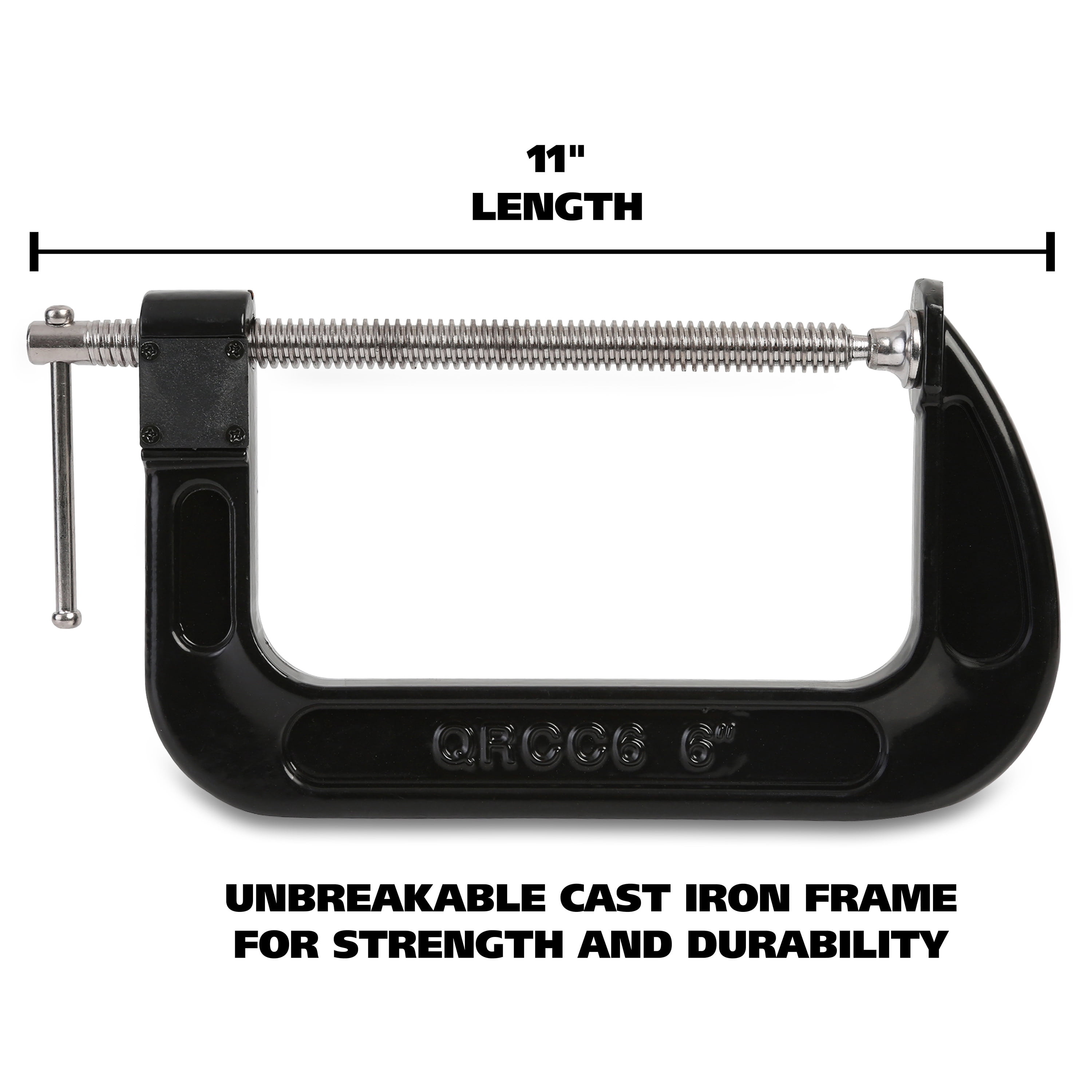 GreatNeck Quick Release Cast Iron C-Clamp, Black, 6 inch