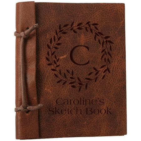 Antique Leather Journals - Custom Wreath Authentic Leather Journal, Large: 8.8