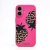 Pink, variant on Leopard-Print Strawberry Pattern iPhone 17/16/15/14/13 Pro/Plus/Pro Max Phone Case. Shockproof and drop-resistant phone protector with adorable strawberry design, specifically crafted for women.