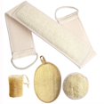 thumbnail image 1 of FEBSNOW Loofa Body Scrubber - 4 piezas exfoliante de lufa para la espalda, esponja de baño de ducha natural Luffa, esponja exfoliante para la cara, almohadilla para limpieza profunda y vigoriza tu pie, 1 of 3