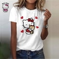 thumbnail image 3 of Camiseta de mujer para niña, camiseta informal con estampado de dibujos animados de Hello Kitty Kawaii, ropa informal cómoda para mujer, top negro, 3 of 5