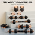 thumbnail image 3 of Hiaso 33lbs Adjustable Dumbbells Set, 5-in-1 Free Weights with Connector, Home Gym Barbell & Kettlebell, Multi-Function Fitness Equipment with Push Up Stand & Weight Plates for Men Women, 3 of 9