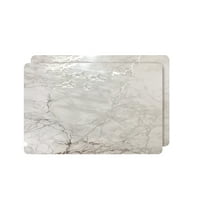 Dainty Home Marble Cork Metallic Print Rectangle Set of 2 Placemats in Silver