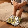 thumbnail image 3 of Chaqlin Sunflwoer Butterfly Leopard Print Women's Plush Slippers Soft Fuzzy Warm Keep Warm Anti-slip Memory Foam Cozy Comfy Indoor Home Slippers, 3 of 7
