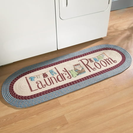 Collections Etc Braided Laundry Room Floor Runner Rug With