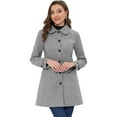 thumbnail image 1 of INSPIRE CHIC Manteau Long d'Hiver pour Femme à Col Peter Pan, à Simple Boutonnage, Gris Uni, TP, 1 of 5
