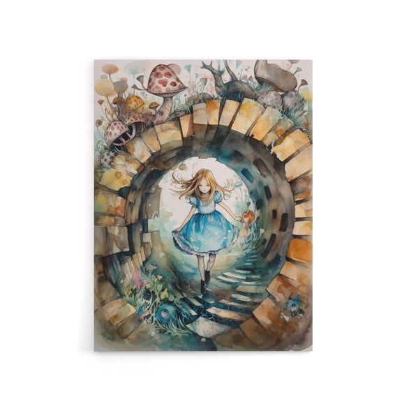 Alice In Wonderland Watercolour Canvas Wall Art Print 12X16"