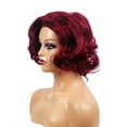thumbnail image 3 of Fashionable Wine Red short curly synthetic wig/headpiece, 3 of 10