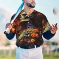 thumbnail image 5 of Lsque Vintage Floral Skull Pattern Mens Polo Golf Shirts Funny Graphics Shorts Sleeve Button Shirts Baseball T-shirt-3X-Large, 5 of 7