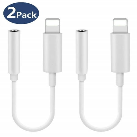 iPhone Headphone Adapter, Lightning to 3.5mm Headphones/Earbuds Jack Dongle Adapter, Compatible with iPhone XS/XR/X/8/8 Plus/7/7 Plus/ipad/iPod, Support iOS 11/12, 2 Pack,