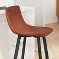 thumbnail image 6 of Merrick Lane Set of 2 Modern Cognac Faux Leather Upholstered Bar Stools with Contoured, Low Back Bucket Seats and Iron Frames, 6 of 12