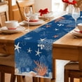 thumbnail image 5 of Orange Navy Blue Coral Table Runner 72 Inches, Summer Beach Coastal Ocean Starfish Bed Runner Dresser Scarves Tabletop for Indoor Outdoor Parties/Ceremony/Banquet, 14" x 72", 5 of 9
