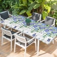 thumbnail image 2 of Purple Hydrangea Table Cloths for 8 Foot Rectangle Tables, Spring Eucalyptus Butterfly Grey Plaid Patio Waterproof Elastic Fitted Tablecloths, Washable Rectangular Table Cover for Camping, 2 of 8