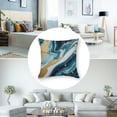 thumbnail image 5 of Acheng Turquoise Marble Pillow Cover Abstract Blue Teal Ripples of Agate Ocean Swirls Ink Art Luxury Farmhouse Decorative Throw Pillow Cover Square Cushion Case for Home Sofa Couch Decor 18x18in, 5 of 7