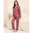 thumbnail image 5 of Aiyino Women's Soft Plaid Pajamas Long-Sleeve Button Front Shirt and Pant Pajama Set with Pockets, 5 of 6
