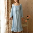 thumbnail image 5 of Sngxgn Nightgowns for Women Button up Night Shirt Short Sleeve V-Neck Sleepwear Pajama Dress(Blue,XL), 5 of 6