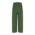 thumbnail image 4 of Lenpel Women's Cotton Linen Pants Lightweight Casual Elastic High Waisted Drawstring Wide Leg Pants Loose Lounge Trousers, 4 of 6