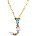 thumbnail image 1 of Collier Pendentif Alphabet Multicolore Micro Pavé Zircon Initiale Lettres Collier Couple Bijoux (J), 1 of 1