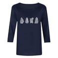 thumbnail image 4 of gbyLJF Women's Plus Size 3/4 Sleeve Halloween Shirts Funny Ghost Rhinestone Graphic Top Casual Fall Family Party Mom Tee, 4 of 7