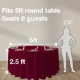 thumbnail image 3 of Urby 1pcs Burgundy Round Tablecloth Linen for Dining, Party and Events,120inch, 3 of 6
