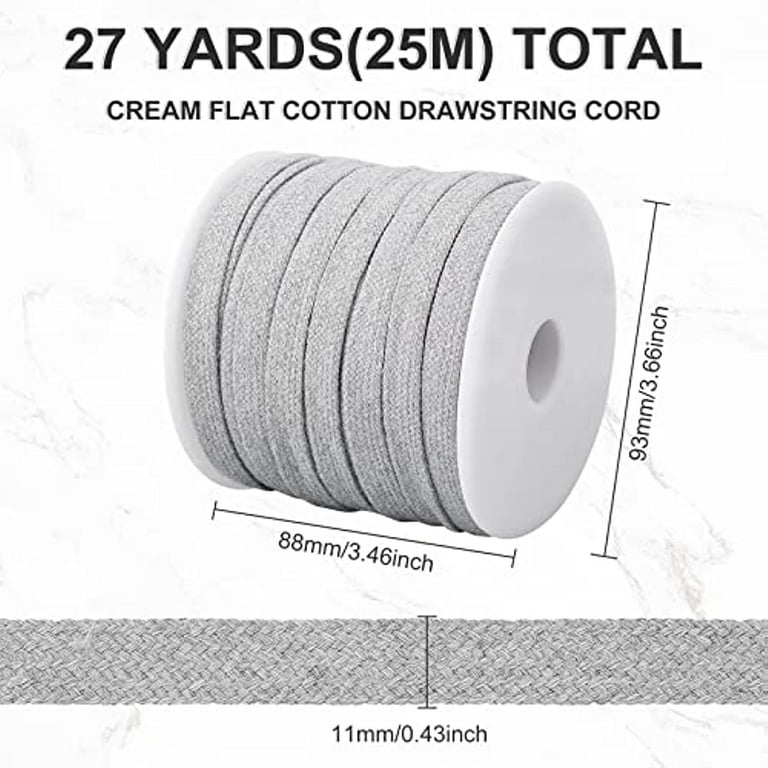 27 Yards Grey Flat Replacement Double Layer Soft Cotton Drawstring