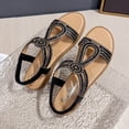 thumbnail image 5 of KIJBLAE Plus Size Women's Bling Rhinestone Wedge Sandals, Round Open Toe Solid Tone, Back Elastic Strap, Thick Cushioned Platform Shoes Black 42, 5 of 9