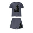 thumbnail image 2 of Weiqire Summer Pajamas for Women Set, Graphic Print Ribbed PJ Set Button-up Tops and Shorts Cute Pajamas Set, 2 of 7