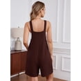 thumbnail image 7 of Chiclily Women's Casual Overalls Shorts, Loose Button Adjustable Straps Jumpsuits with Pockets, Dark Brown Summer Boho Wide Leg RompersSize M, 7 of 7