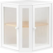 Bamboo Bread Box, Kitchen Countertop Corner Bread Box, Large Capacity 2-Tier Bread Container, Bread Storage Container with Dual Rippled Acrylic Doors, for Kitchen Food Storage, White WT12MB01