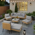 thumbnail image 4 of Clouddwell 8 Piece Light Gray Wicker Patio Sectional Conversation Set, Water Resistant Thick Cushions & Coffee Table for Backyard Poolside, 4 of 10