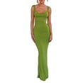 thumbnail image 2 of Biekopu Women Sling Long Bodycon Dress Solid Color Cowl Neck Sleeveless Backless Cocktail Dress Summer Party Club Dress, 2 of 8