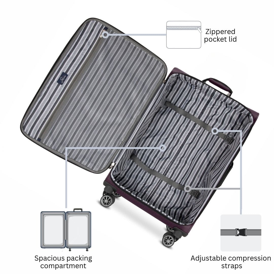 Skyway Luggage Epic Softside 24" 8 Wheel Medium Check-In Spinner, Adult