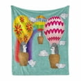 thumbnail image 1 of Hedgehog Soft Flannel Fleece Blanket, Sketch Animals Flying in Hot Air Balloons with Various Motifs Flowers and Chevrons, Cozy Plush for Indoor and Outdoor Use, 50" x 70", Multicolor, by Ambesonne, 1 of 6