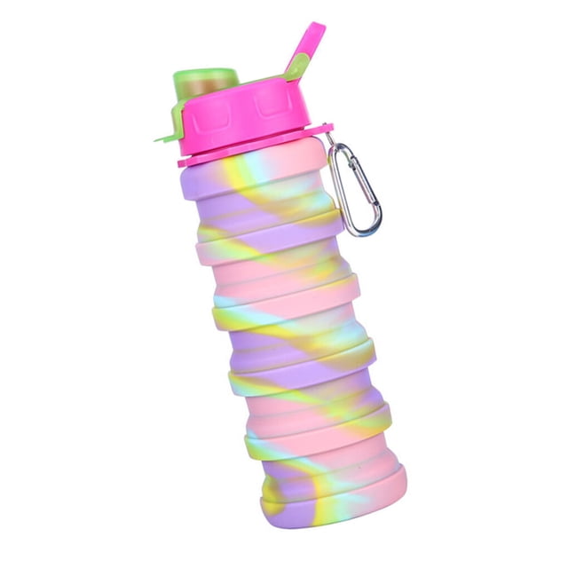 Toystoory Taza de consumición portátil al aire libre portátil de la caldera del viaje plegable del silicón Ciclismo rosa portátil