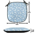 thumbnail image 5 of Sea Animals Chair Seating Cushion Set of 4, Pattern with Dolphins Silhouettes Simple Fun Art Blue White Ocean Fauna, Seat Pads for Office with Anti-slip Backing, 16"x16", Pale Blue White, by Ambesonne, 5 of 7
