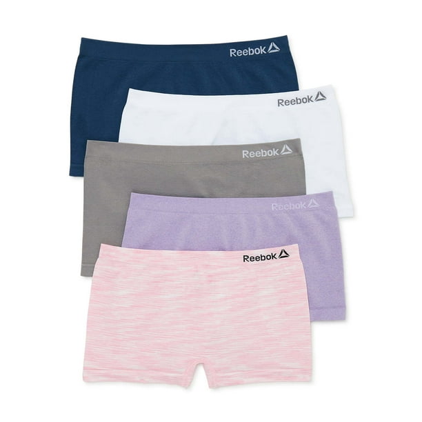 Reebok Girls Seamless Boyshorts Panties, Large, 5Pack