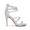 thumbnail image 3 of Dream Pairs Womens Heeled Strappy Sandals Dress Shoes Open Toe Ankle Back Zipper Sandals SHOW SILVER/GLITTER Size 10, 3 of 7