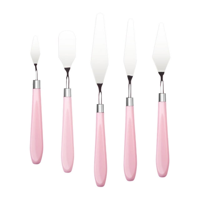 Espátula de 5 piezas, espátula para pintar, espátula de metal, espátula para pintar al óleo, Rosa