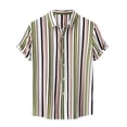 thumbnail image 2 of Floenr Mens T Shirts,Men's Lapel Check Printed Shirt Hawaiian Floral Shirt, 2 of 9