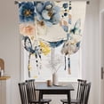 thumbnail image 3 of Vintage Blue Floral Tie Up Curtains for Windows, Balloon Window Shades, Butterflies Watercolor Flower Linen Kitchen Window Treatments Roll Up Curtain for Basement/Nursery 52"x45", 3 of 8