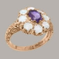 thumbnail image 2 of LBG British Made 9k Rose Gold Natural Amethyst & Opal Womens Statement Ring - 33 size options - Size 10, 2 of 8