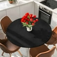 thumbnail image 2 of Solid Black Round Tablecloth 36-44 Inch Round Fitted Table Cloth with Elastic Edge, Retro Minimalism Abstract Denim Texture Waterproof Table Cover Protector for Outdoor Picnic Party Dining, 2 of 6