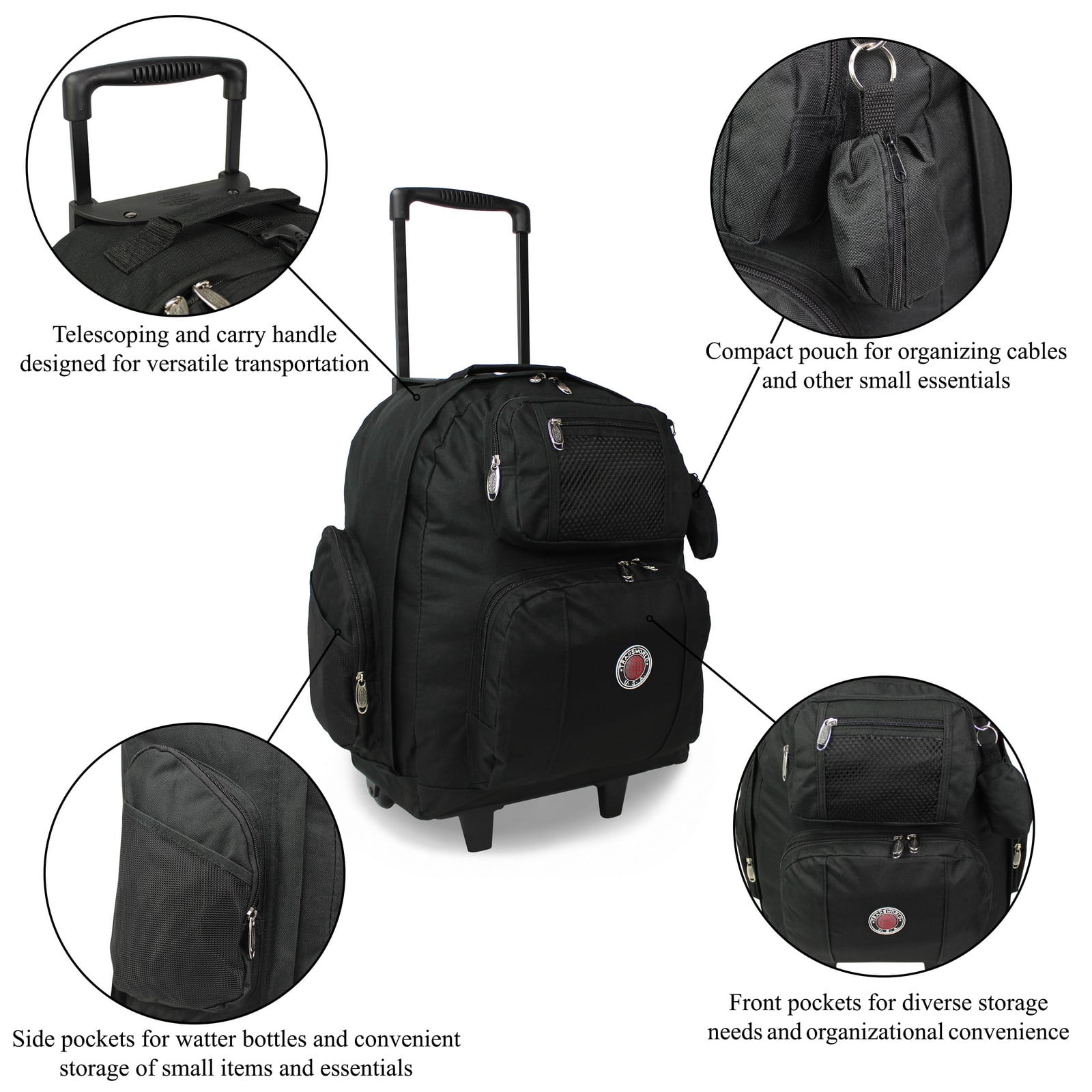 World Traveler Transworld 22-Inch Carry-On Rolling Backpack Airline Approved Size - Black