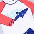 thumbnail image 5 of HCNTES Toddlers Boys' 3-Piece Rashguard Set Kids Bathing Suit Set with Hat UPF 50+(Blue,7-8 Years), 5 of 8