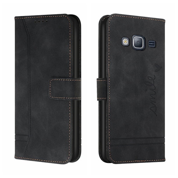 Funda con tapa estilo vintage para Samsung J2 Prime G530, ranura para múltiples tarjetas, protección total, estilo retro, material PU+TPU